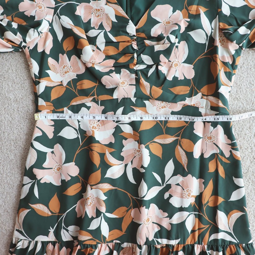 SOLD GAL MEETS GLAM Midi Floral Dress Green sz 10 - Picture 14 of 16